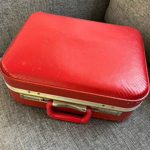 Vintage 1950s Red Leather Suitcase